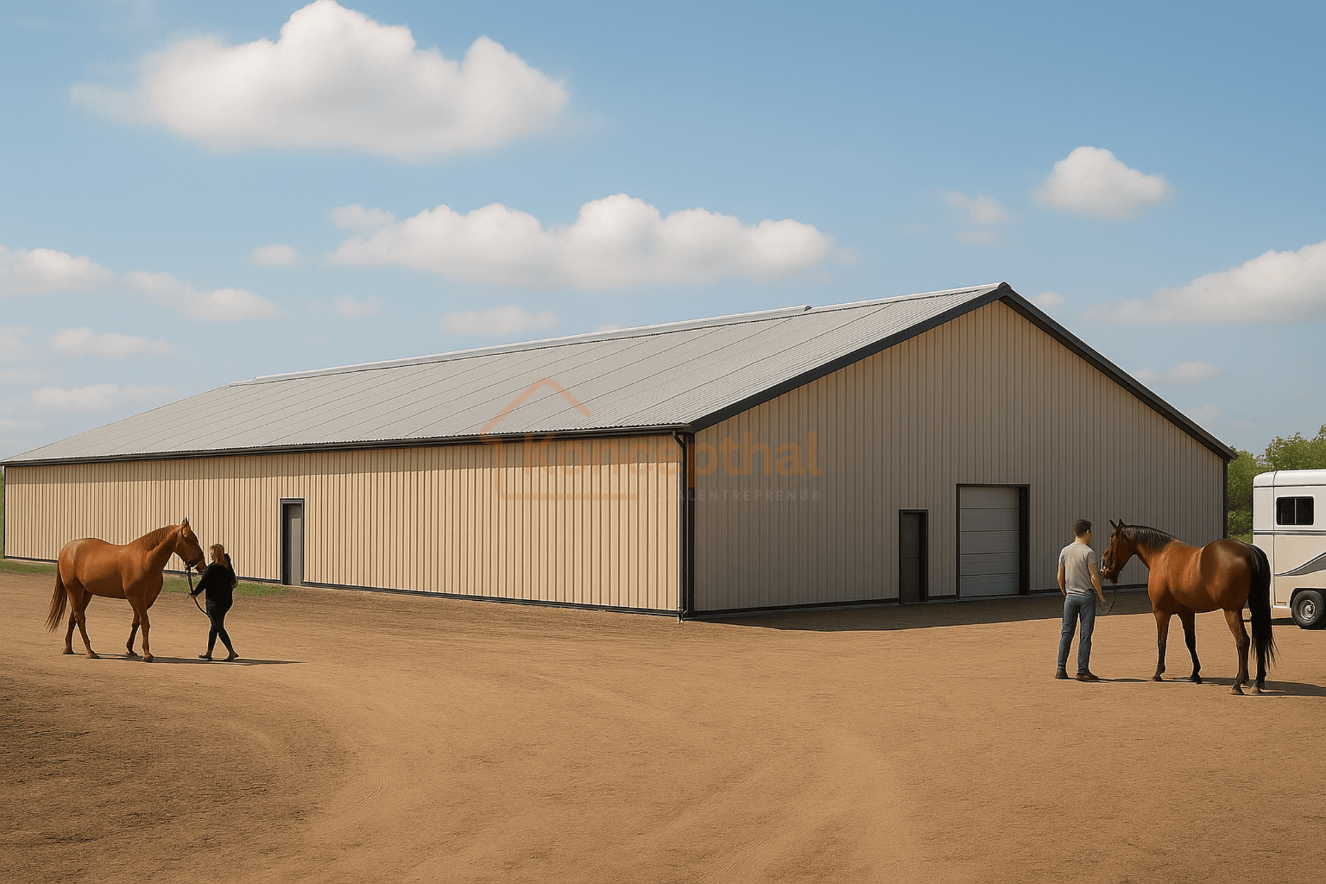 Ridehal set udvendigt fra