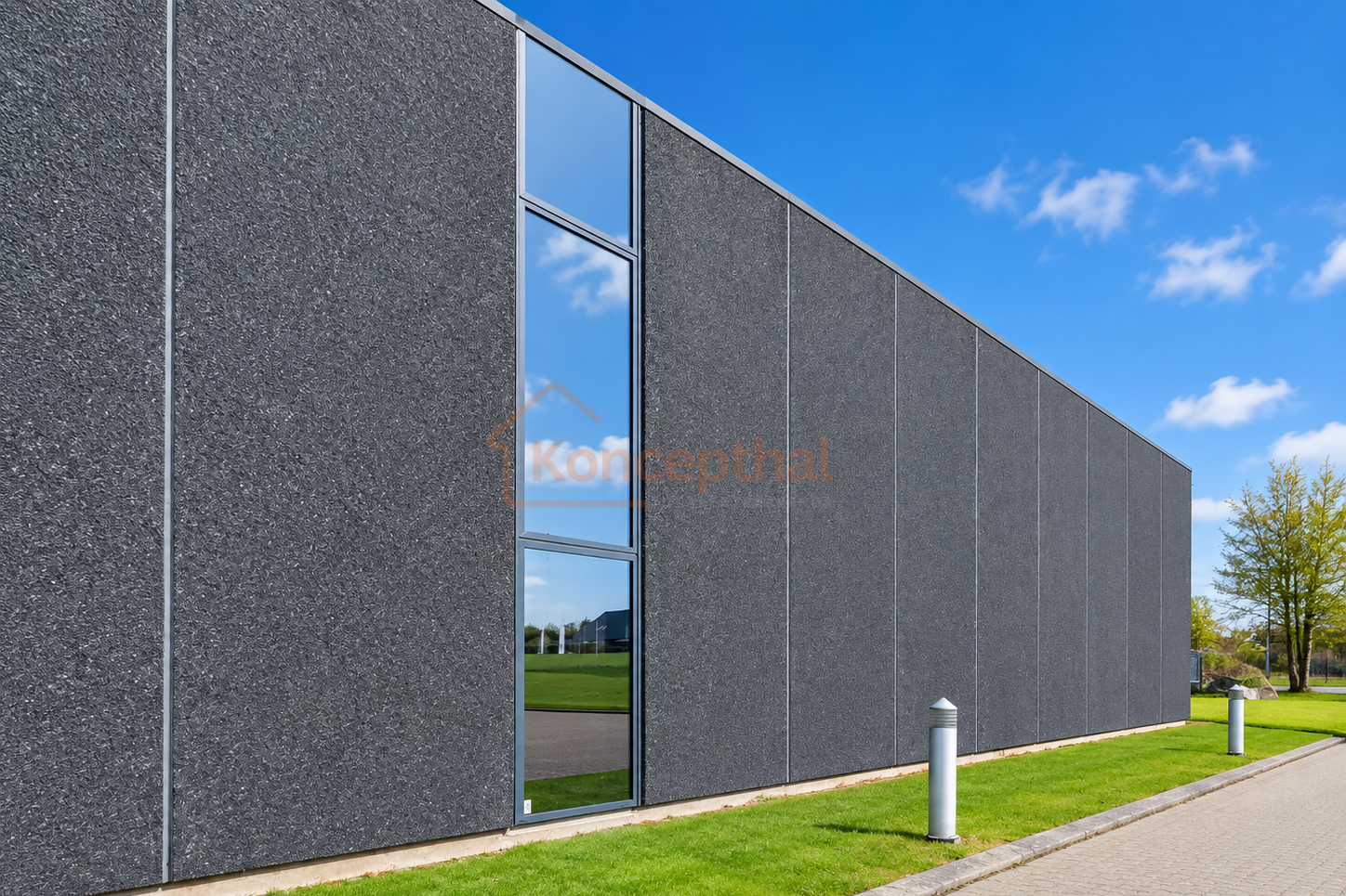 Moderne betonbyggeri til produktion og industri